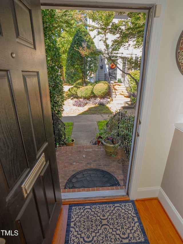 entryway featuring light wood-type flooring