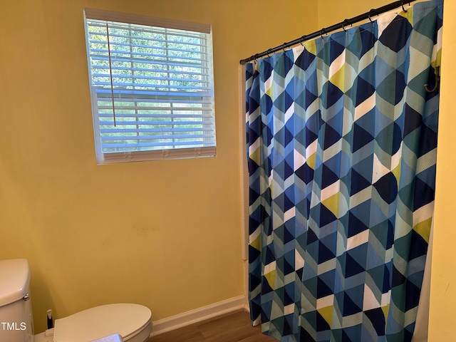 bathroom featuring toilet and hardwood / wood-style flooring