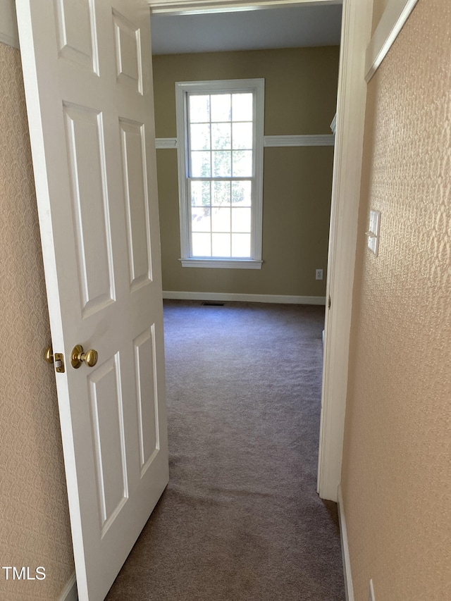 hall featuring carpet floors