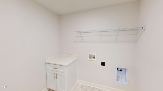 laundry area with baseboards, electric dryer hookup, and hookup for a washing machine
