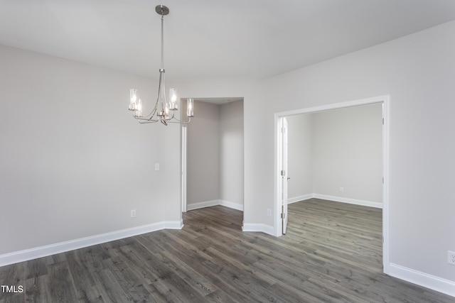 1230 Linkwood, Home, Fuquay Varina, NC 27526 - unfurnished room with a chandelier and dark wood-style flooring