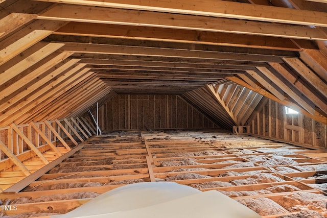 view of unfinished attic