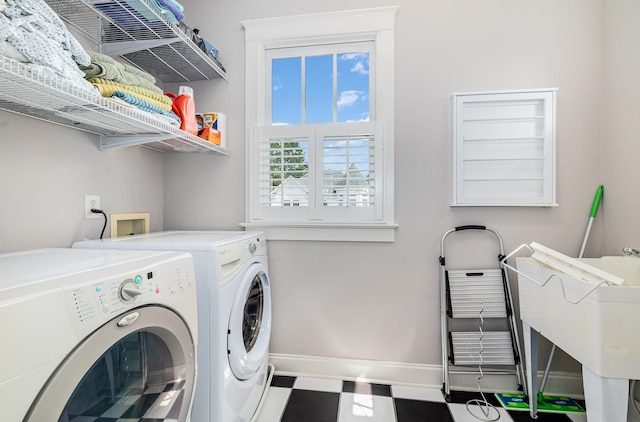 laundry room featuring washing machine and dryer