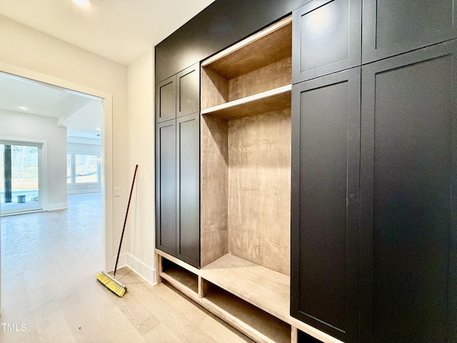 mudroom featuring light hardwood / wood-style flooring