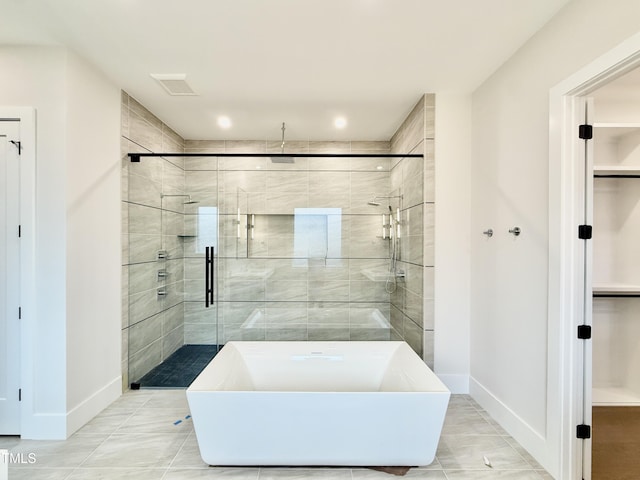 bathroom with plus walk in shower