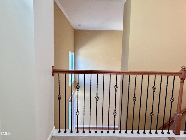 staircase with crown molding