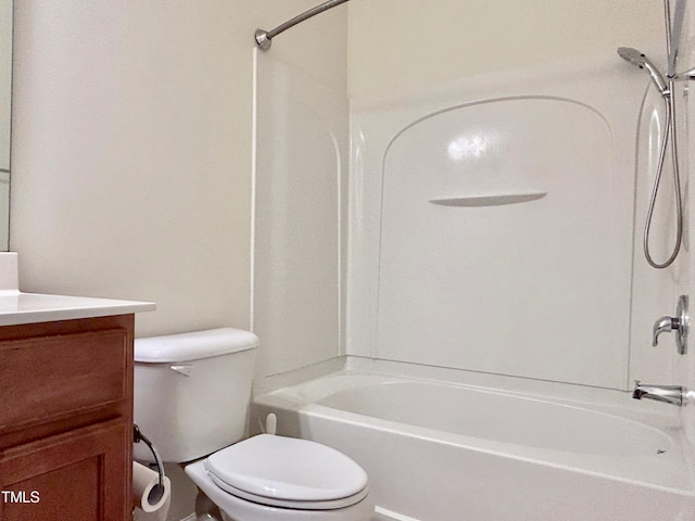 full bathroom with vanity, toilet, and shower / bathtub combination