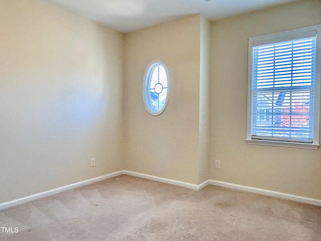 spare room featuring light carpet