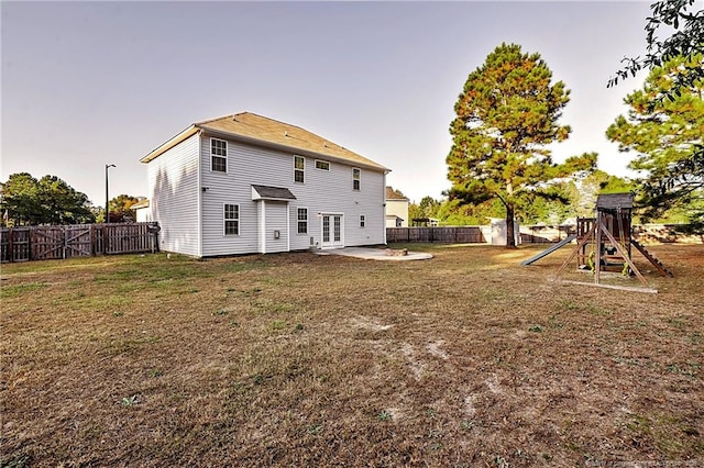 400 Jax Ct, Fayetteville, NC 28312 - rear view of house featuring a patio area, french doors, and a playground