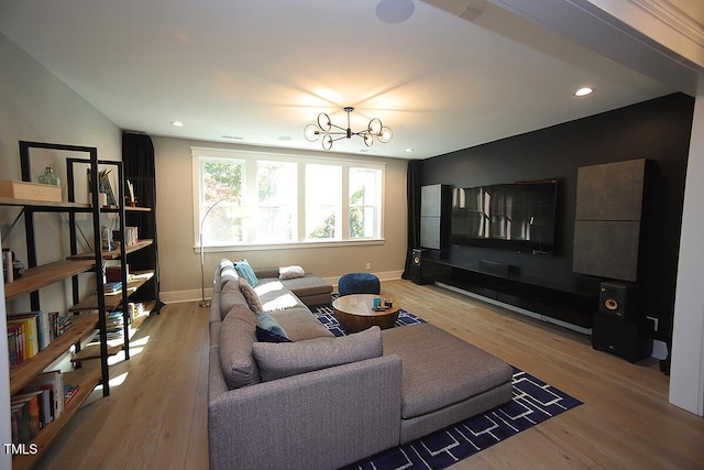 living room with light wood-type flooring