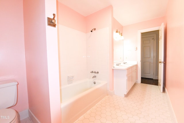 full bathroom featuring vanity, toilet, and shower / bath combination