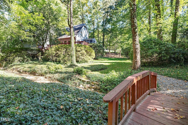 view of yard featuring a deck