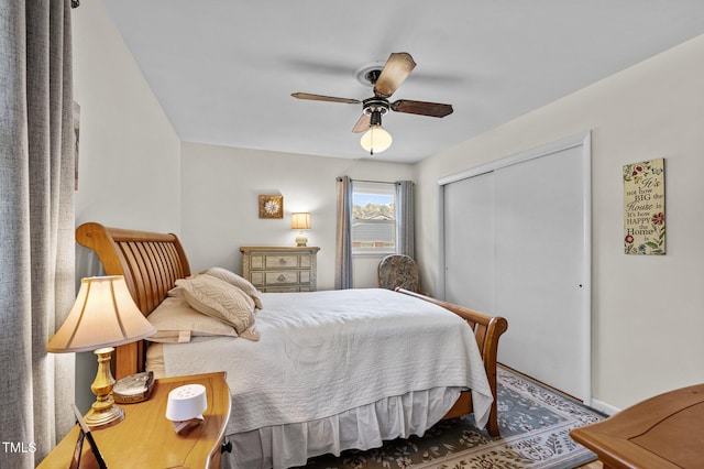 bedroom with a closet and ceiling fan