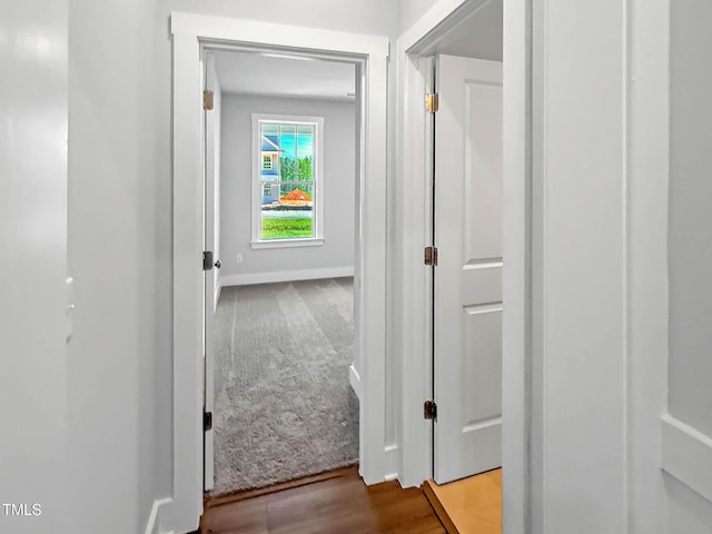 hall with wood finished floors
