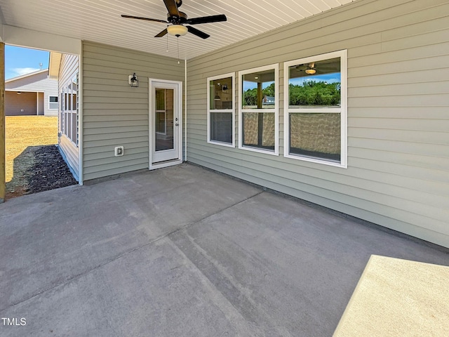 view of patio with a ceiling fan