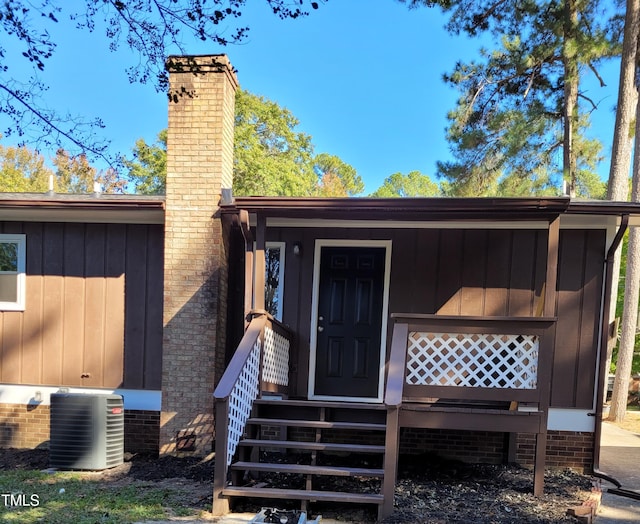 view of front of property with cooling unit