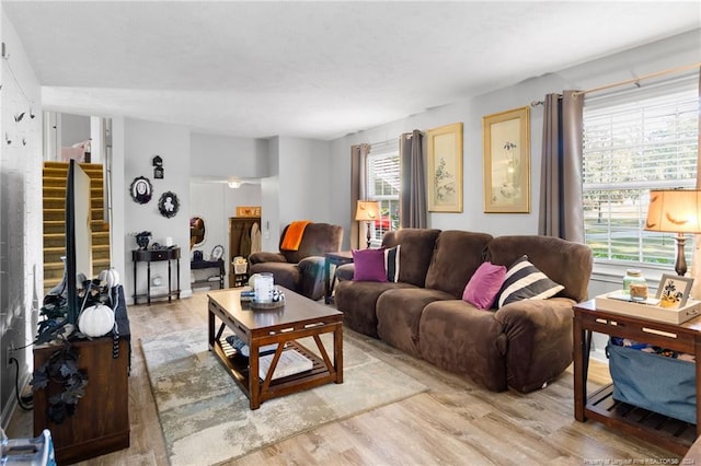 living room with hardwood / wood-style flooring