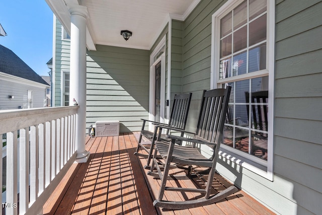 deck with covered porch