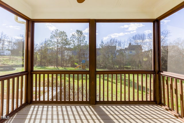 view of unfurnished sunroom