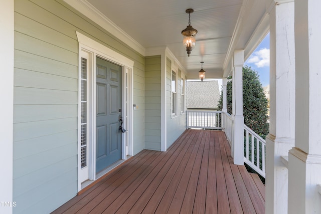 deck featuring a porch