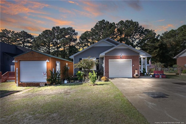 view of front of home with a lawn