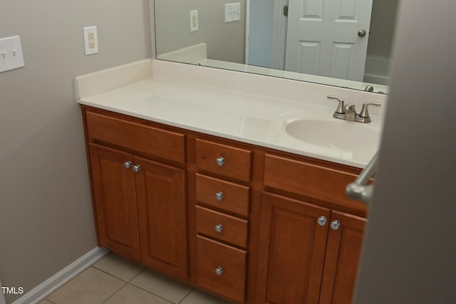 bathroom with tile patterned floors and vanity