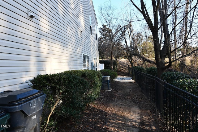 view of home's exterior with central air condition unit