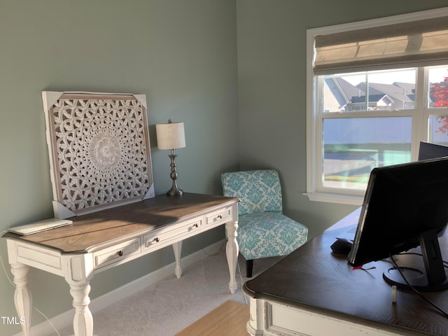 view of carpeted home office