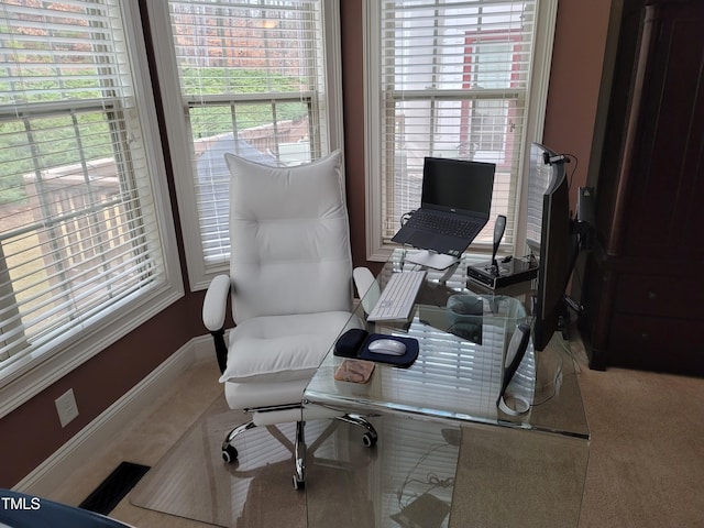 home office featuring plenty of natural light