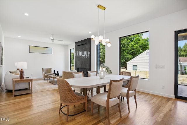 713 N State St, Raleigh, NC 27604 - dining area with healthy amount of natural light, light wood finished floors, recessed lighting, and ceiling fan