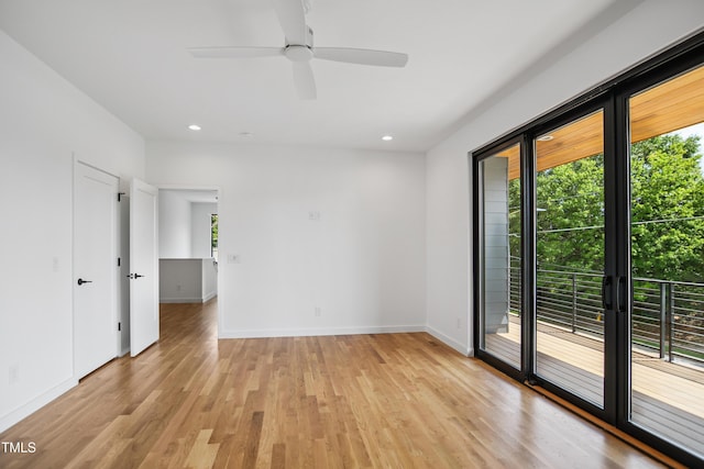 713 N State St, Raleigh, NC 27604 - empty room featuring light wood-type flooring, ceiling fan, and recessed lighting
