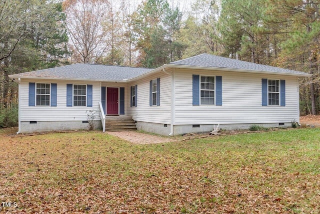 view of front of home with a front lawn