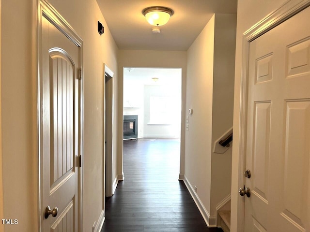 hall featuring dark hardwood / wood-style flooring