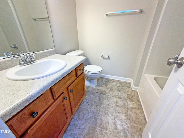 full bathroom with vanity, plus walk in shower, and toilet