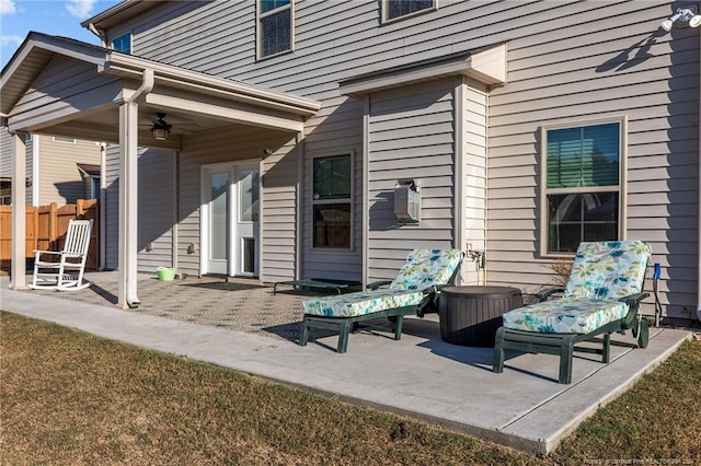 view of patio / terrace featuring ceiling fan