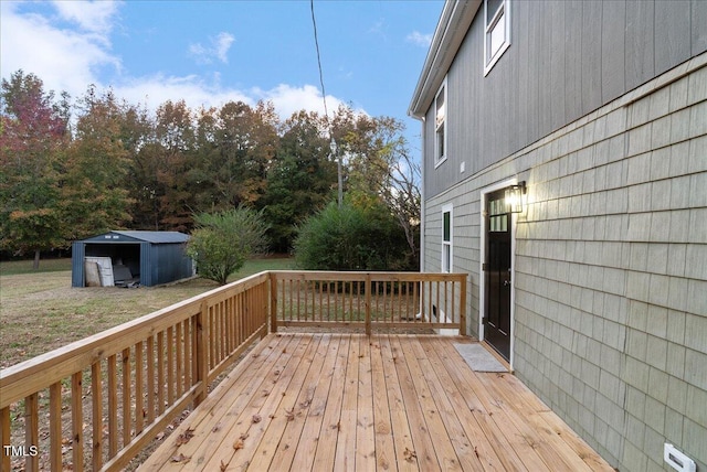 deck featuring a storage unit