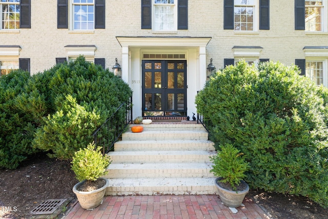 property entrance with french doors