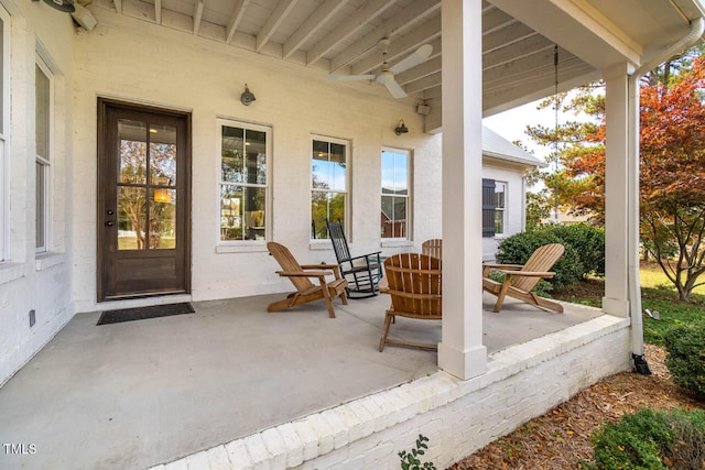 view of patio with ceiling fan