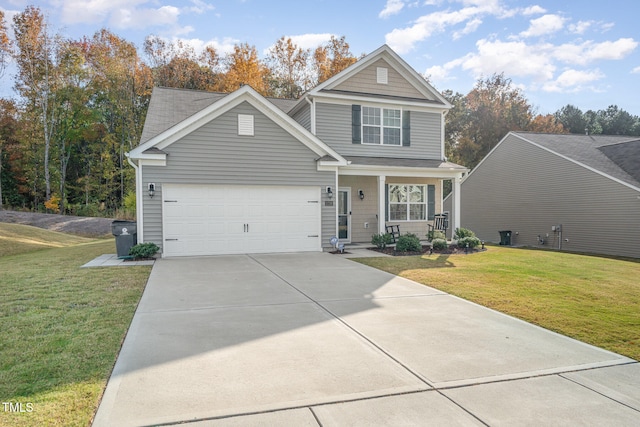 view of front of property with a front yard and a porch