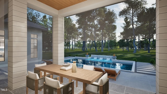 211 Reynolds Rd, Raleigh, NC 27609 - view of patio / terrace with outdoor dining space and a swimming pool
