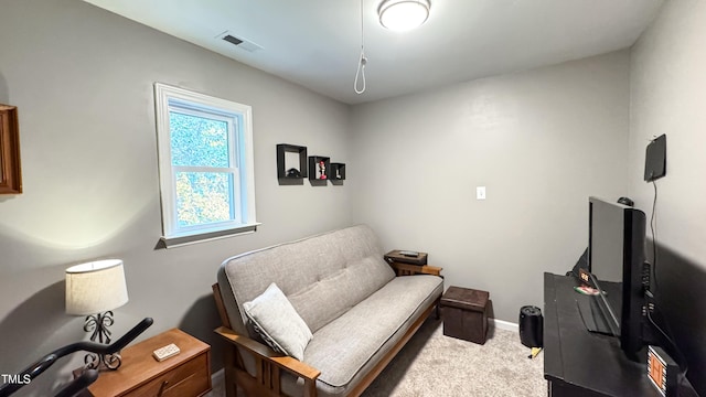 sitting room with carpet flooring