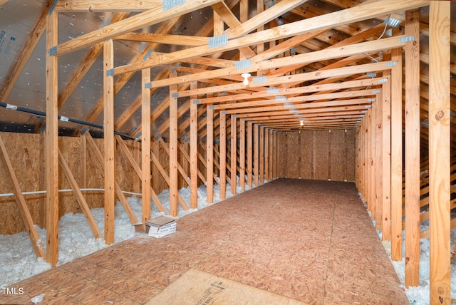 view of unfinished attic