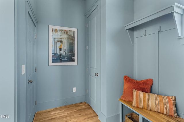 mudroom featuring light hardwood / wood-style flooring