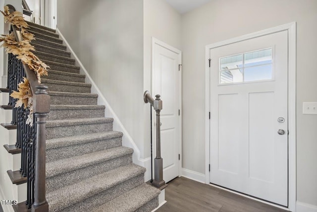 entrance foyer with dark wood-type flooring