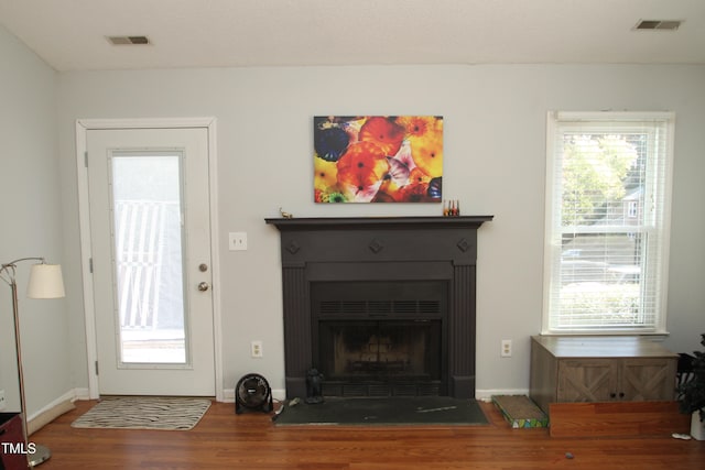 living room with a healthy amount of sunlight and hardwood / wood-style floors