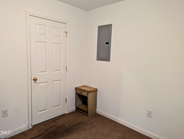 carpeted spare room featuring electric panel