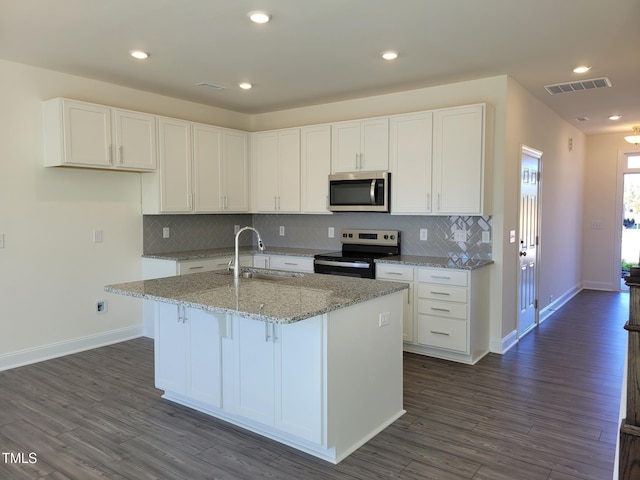 3612 Tarmac Rd Unit Ep 127, Wilson, NC 27896 - kitchen featuring appliances with stainless steel finishes, a sink, white cabinets, baseboards, and light stone counters