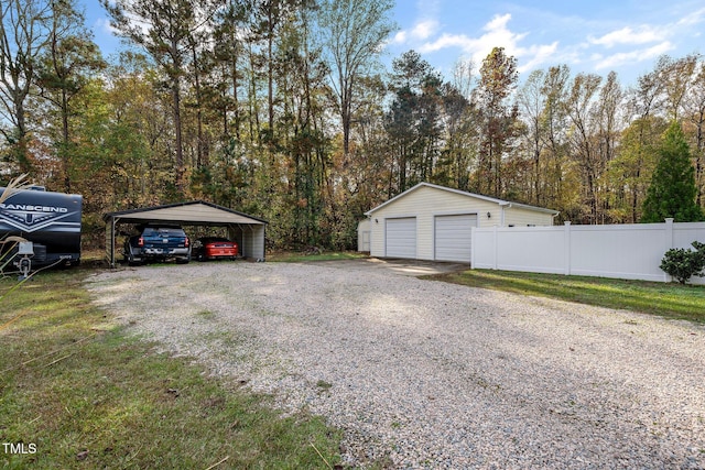 garage with a carport