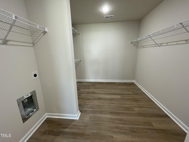 108 Pate Landing Dr, Selma, NC 27576 - clothes washing area featuring laundry area, wood finished floors, baseboards, and visible vents