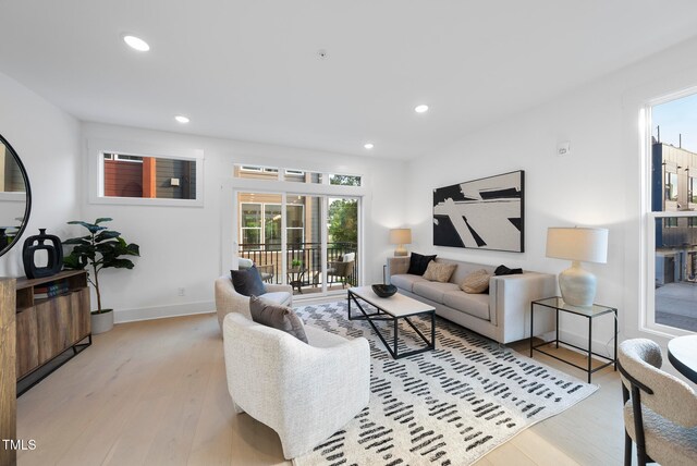 living room featuring light wood-type flooring